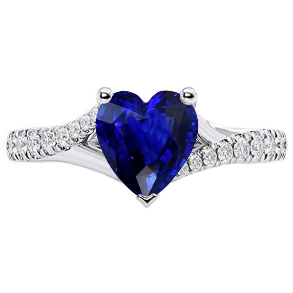 Women's Ring Deep Blue Sapphire With Accents Split Shank 3.50 Carats - Gemstone Ring-harrychadent.ca