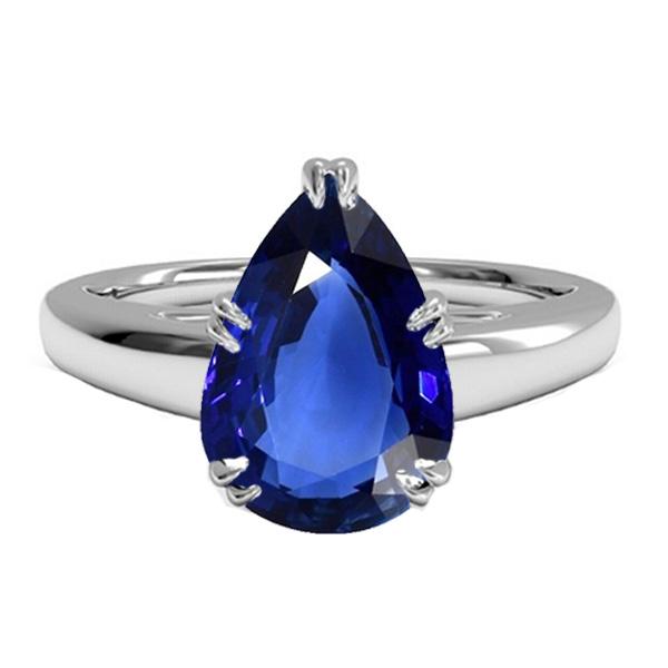 Women’s Solitaire Anniversary Ring Blue Sapphire 3 Carats - Gemstone Ring-harrychadent.ca