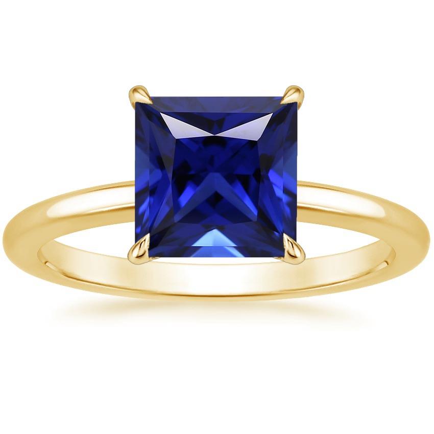 Women Solitaire Ring Princess Sri Lankan Sapphire Yellow Gold 5 Carats - Gemstone Ring-harrychadent.ca