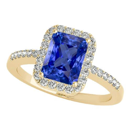 Yellow Gold Halo Anniversary Ring & Round Diamonds 4 Carats Jewelry - Gemstone Ring-harrychadent.ca