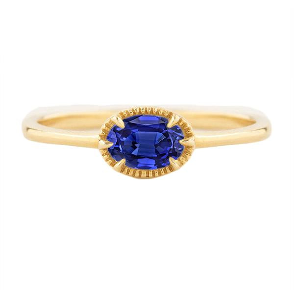 Yellow Gold Solitaire Ring Prong Set Blue Sapphire 1.50 Carats - Gemstone Ring-harrychadent.ca