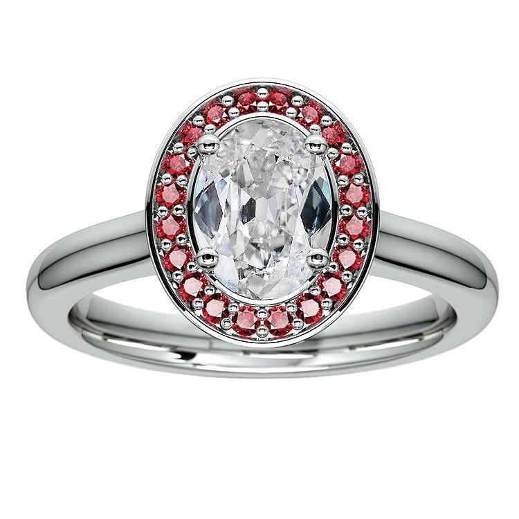 14K Gold Halo Round Sapphire & Oval Old Miner Diamond Ring 6.25 Carats - Halo Ring-harrychadent.ca