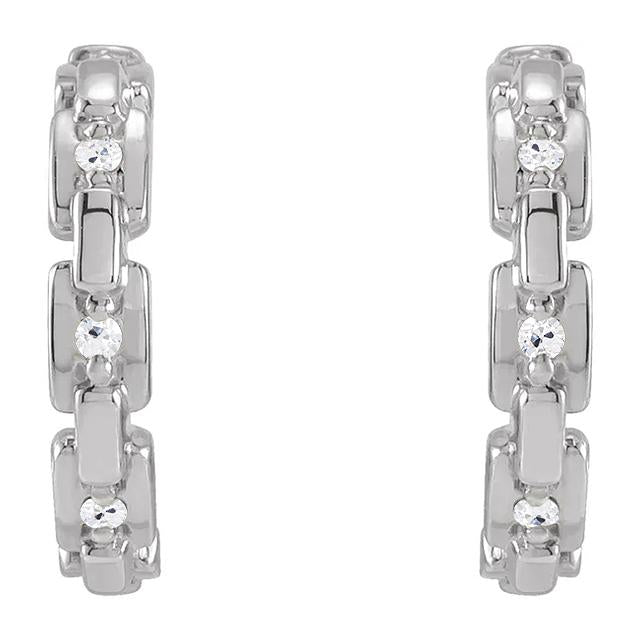 Round Diamond Open Hoop Earrings Old Cut 5 Carats Cuban Link Style - Hoop Earrings-harrychadent.ca