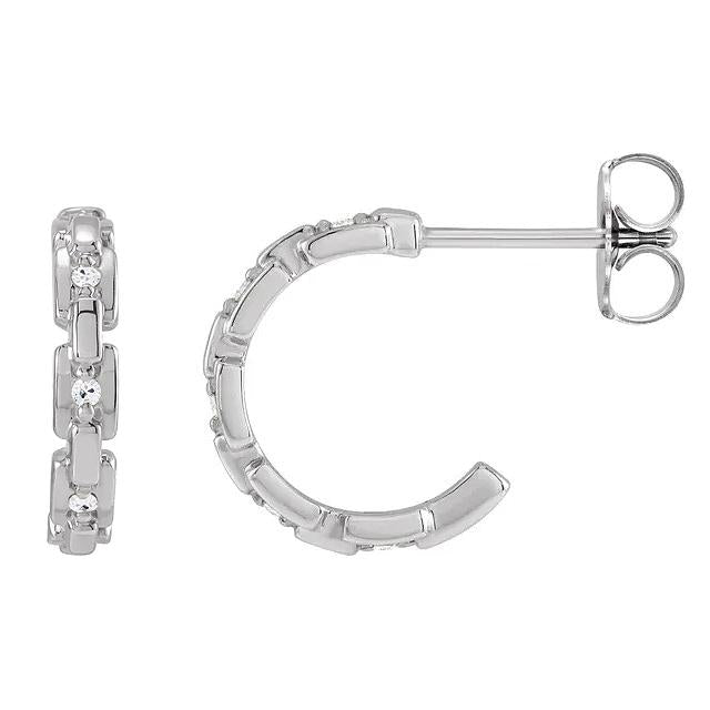 Round Diamond Open Hoop Earrings Old Cut 5 Carats Cuban Link Style - Hoop Earrings-harrychadent.ca