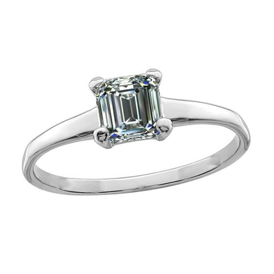 Lady’s Emerald Diamond Solitaire Engagement Ring 14K Gold 2 Carats - Solitaire Ring-harrychadent.ca