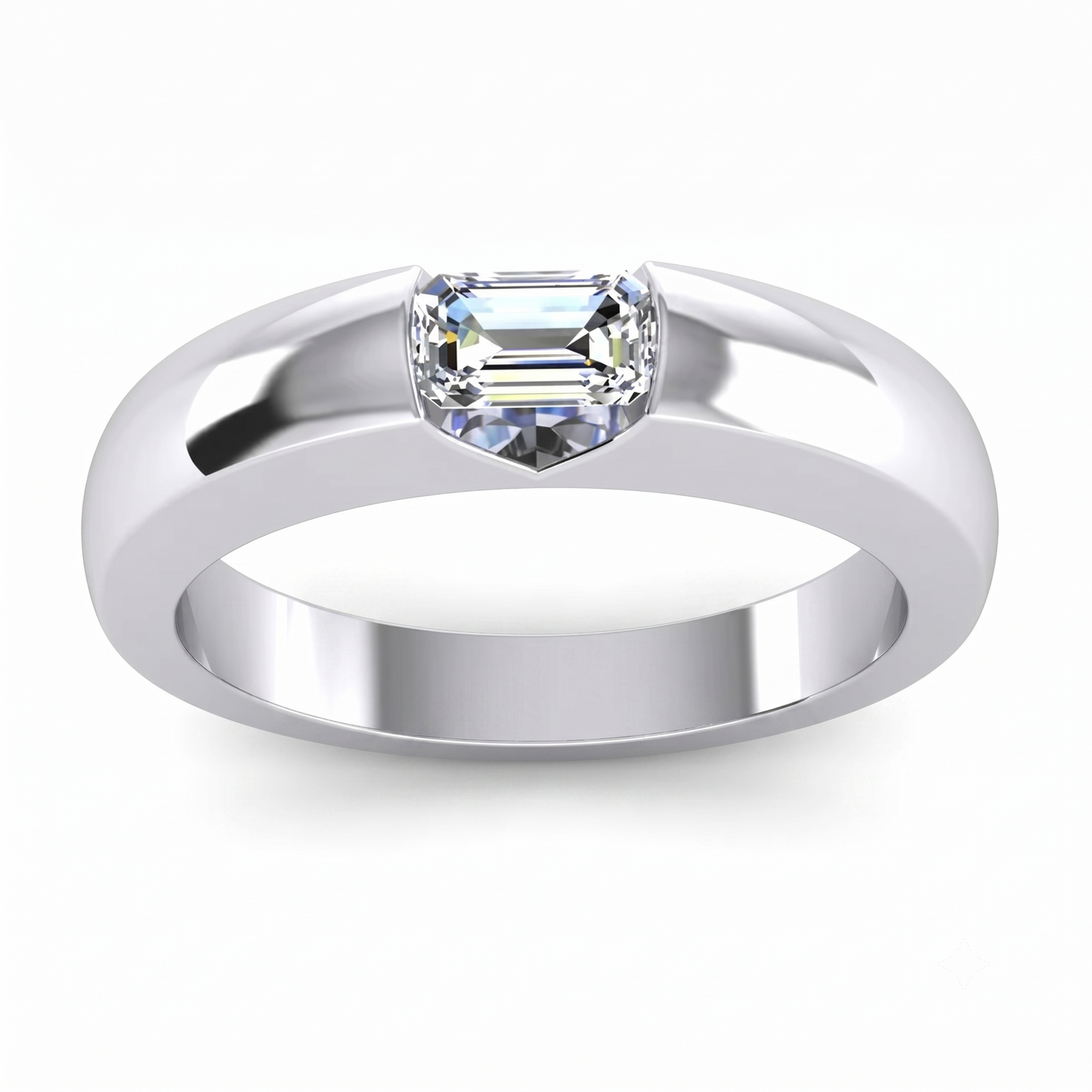 0.50 Carats Emerald Real Natural Earth Mined Diamond ( Not Lab Grown ) Gold Men's Ring East West