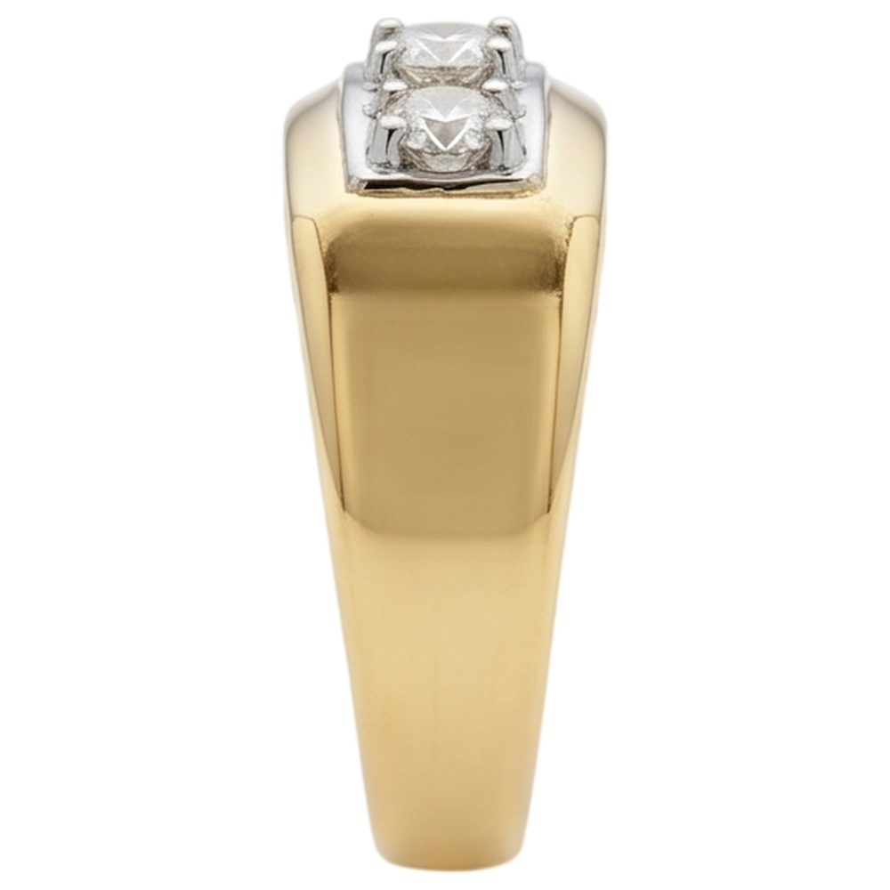 0.75 Carats Genuine Natural Earth Mined Diamond ( Not Lab Grown )  Men's Ring Three Stone 14K Two-Tone New