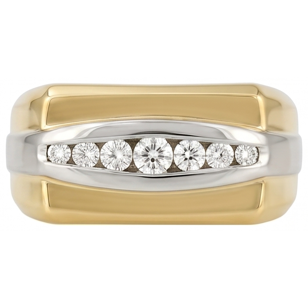 0.80 Ct Natural Earth Mined Diamond ( Not Lab Grown )  Two-Tone 14K Men's Ring Jewelry New