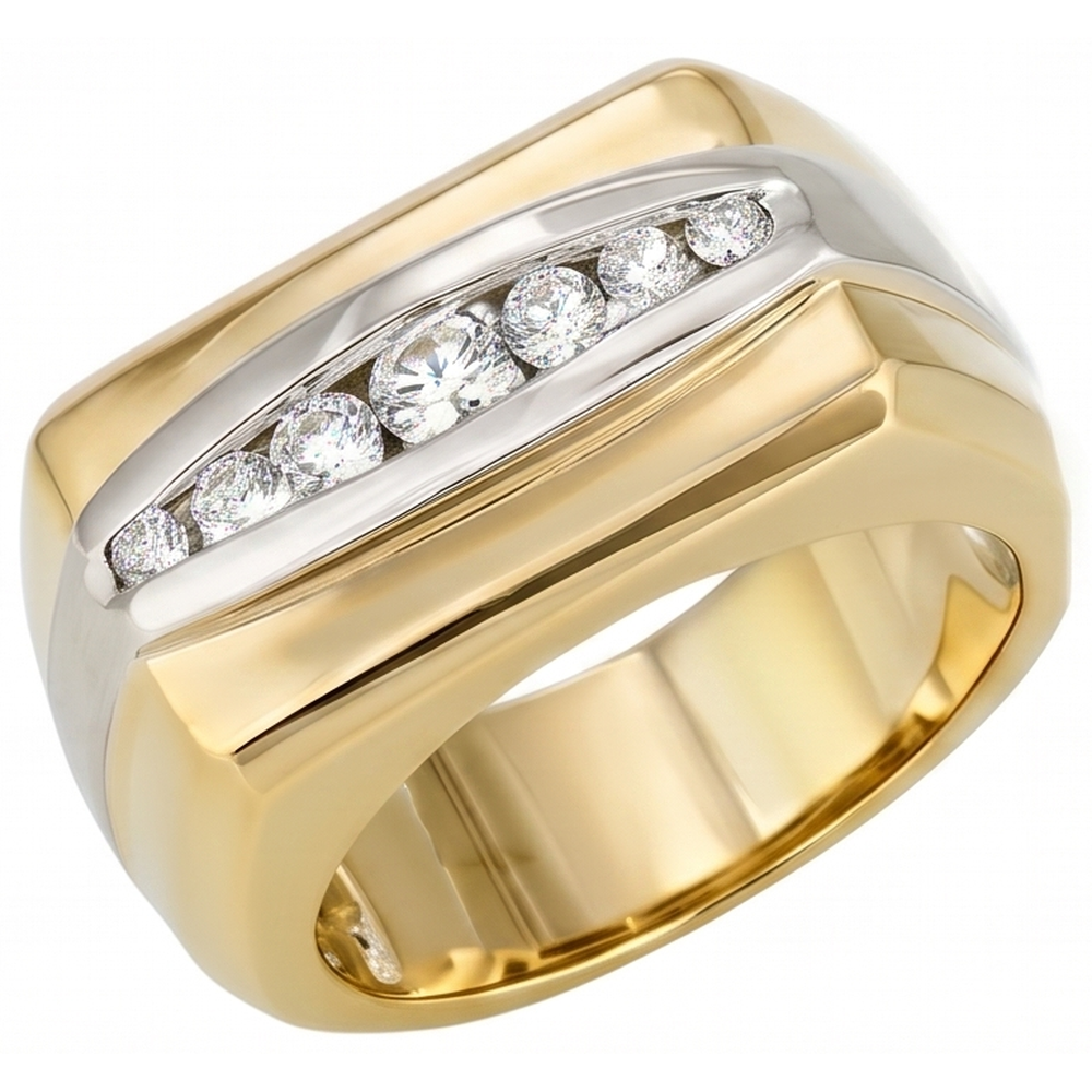 0.80 Ct Natural Earth Mined Diamond ( Not Lab Grown )  Two-Tone 14K Men's Ring Jewelry New