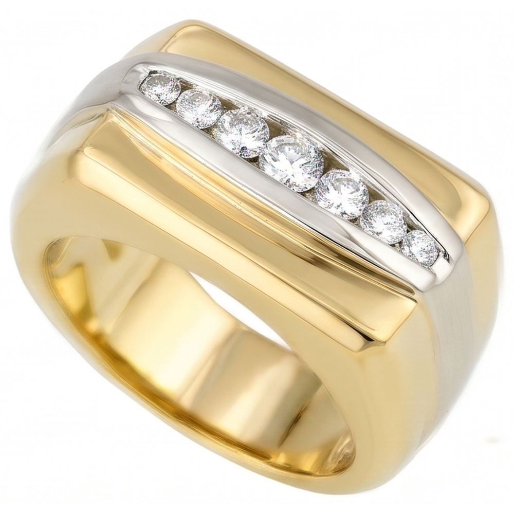 0.80 Ct Natural Earth Mined Diamond ( Not Lab Grown )  Two-Tone 14K Men's Ring Jewelry New