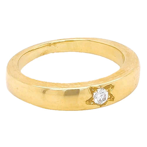0.50 Carats Gypsy Real Diamond Solitaire Ring Yellow Gold 14K