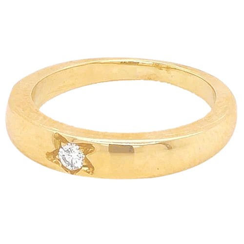 0.50 Carats Gypsy Real Diamond Solitaire Ring Yellow Gold 14K