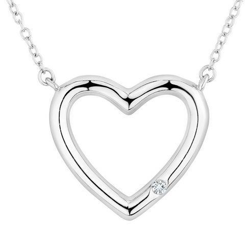 0.50 Carats Round Brilliant Cut Real Diamond Heart Pendant 14K White Gold