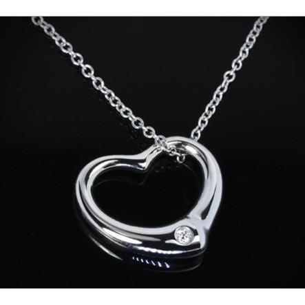 0.50 Carats Round Natural Diamond Heart Pendant 14K White Gold