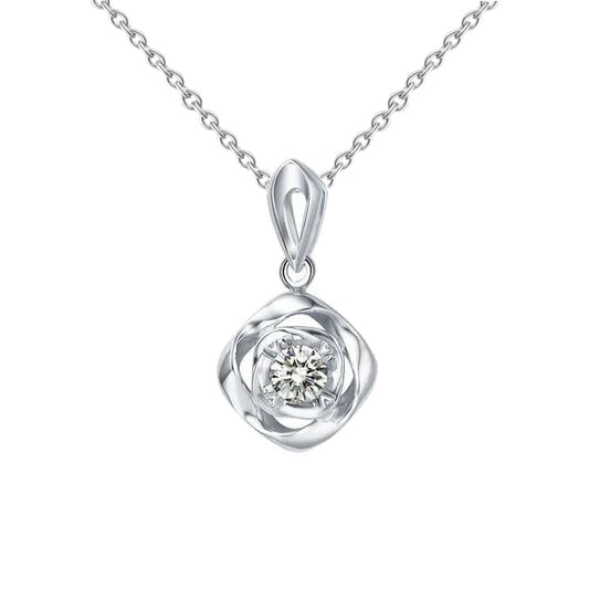 0.50 Carats Round Real Diamond Pendant White Gold 14K Jewelry