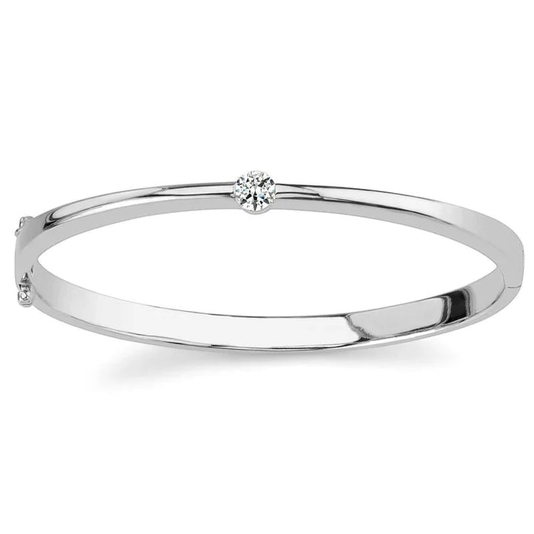 0.50 Carats Round Solitaire Real Diamond Bangle White Gold 14K