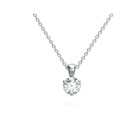 0.50 Carats Solitaire Round Cut Real Diamond Necklace Pendant