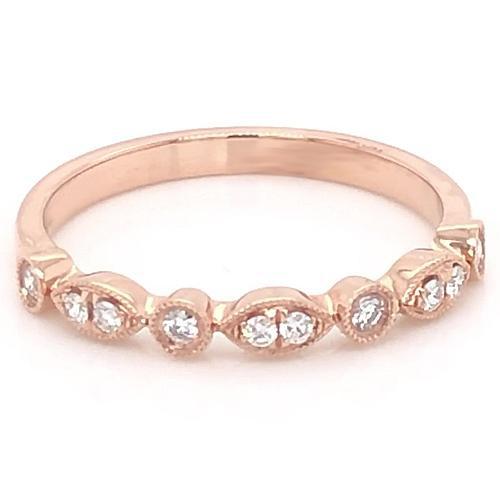 0.50 Carats Wedding Band Round Real Diamond Prong Set Women Jewelry