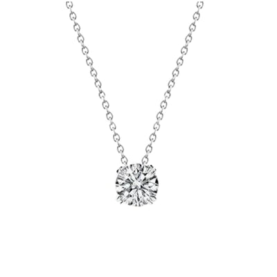 0.50 Ct Ladies Round Real Diamond Necklace Pendant 14K White Gold Jewelry