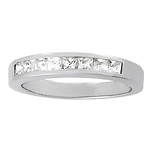 0.54 Carats Real Diamond Engagement Band Princess White Gold 14K