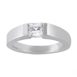 0.60 Carat Princess Real Diamond Solitaire Ring White Gold 14K New