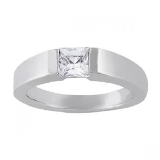 0.60 Carat Princess Real Diamond Solitaire Ring White Gold 14K New - Solitaire Ring-harrychadent.ca