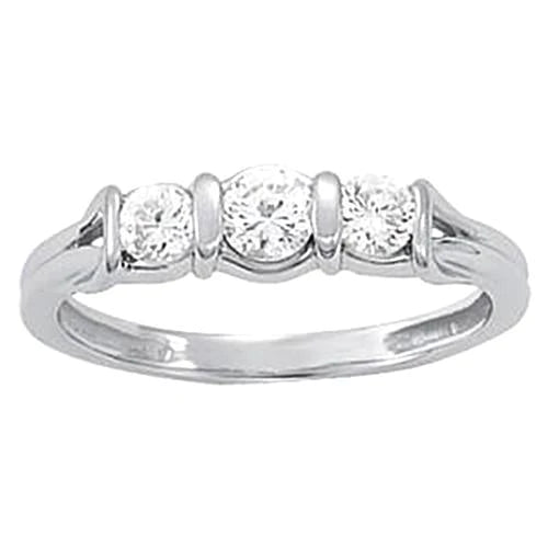 0.60 Carat Real Diamonds Engagement Ring Three Stone White Gold 14K