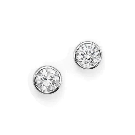 0.60 Carats Round Natural Diamond Stud Earring 14K White Gold