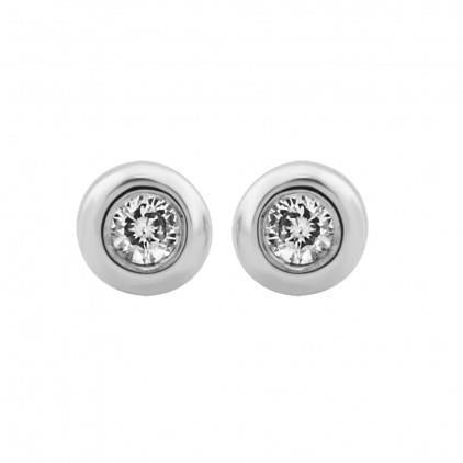 0.6 Ct Small Real Round Diamond Stud Earring 14K White Gold