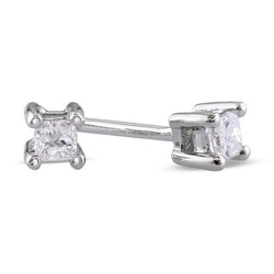 0.70 Carats 4 Prong Set Princess Cut Real Diamond Stud Earring Gold 14K New