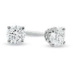 0.70 Carats Round Cut Real Natural Earth Mined Diamond Women Stud Earring Four Prong Setting