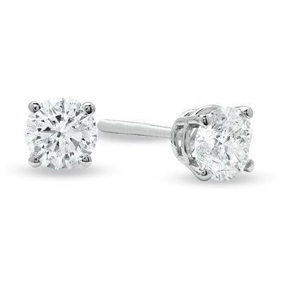 0.70 Carats Round Cut Real Diamond Women Stud Earring Four Prong Setting