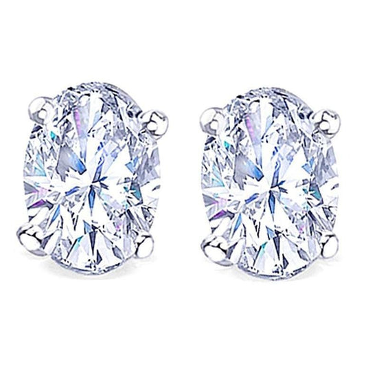 0.70 Ct. Oval Cut Real Diamond Stud Earrings White Gold 14K - Stud Earrings-harrychadent.ca