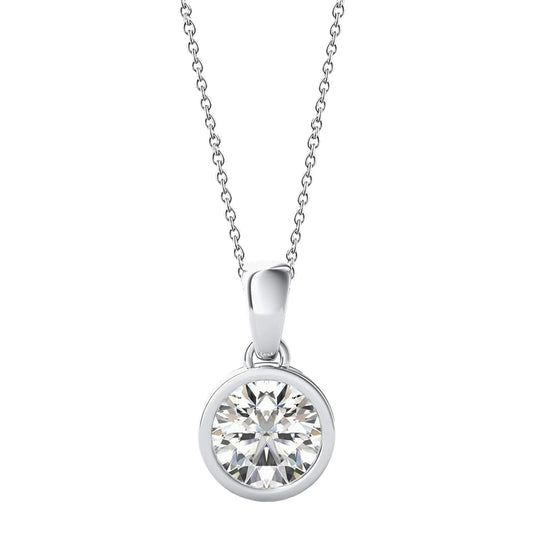 0.75 Carats Bezel Set Round Brilliant Real Diamond Pendant Women Jewelry