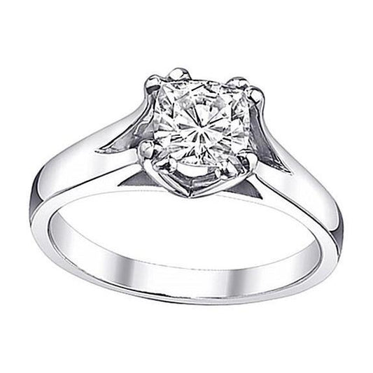 0.75 Carats Cushion Real Diamond Women Solitaire Ring White Gold New