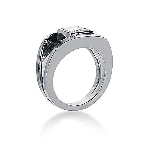 0.75 Carats Genuine Diamond Solitaire Engagement Ring Princess Cut