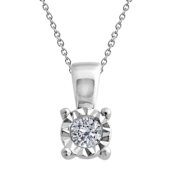 0.75 Carats Real Diamond Necklace Pendant Bezel Set White Gold 14K New
