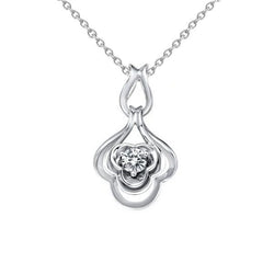 0.75 Carats Real Solitaire Round Diamond Pendant Necklace 14K White Gold