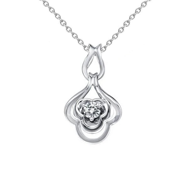0.75 Carats Real Solitaire Round Diamond Pendant Necklace 14K White Gold