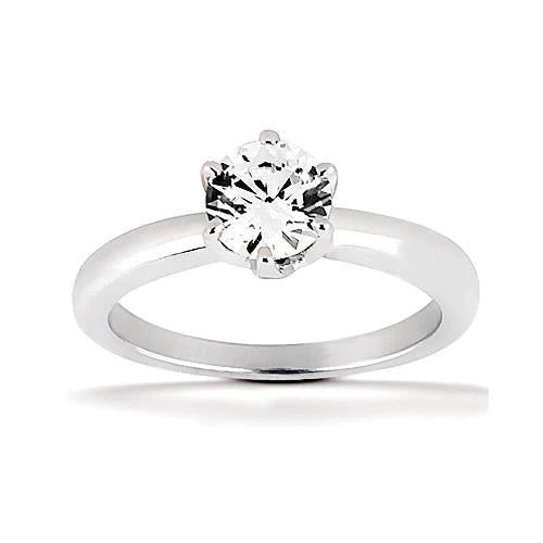 0.75 Carats Round Real Diamond Solitaire Ring Fine Gold Jewelry