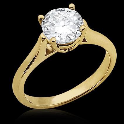 0.75 Carats Round Solitaire Yellow Gold 14K Real DIAMOND Engagement Ring