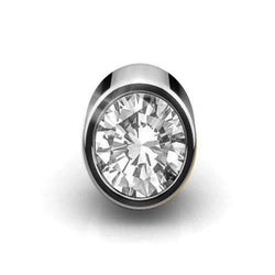 0.75 Carats Single Round Natural Diamond Stud Men's Earring 14K White Gold