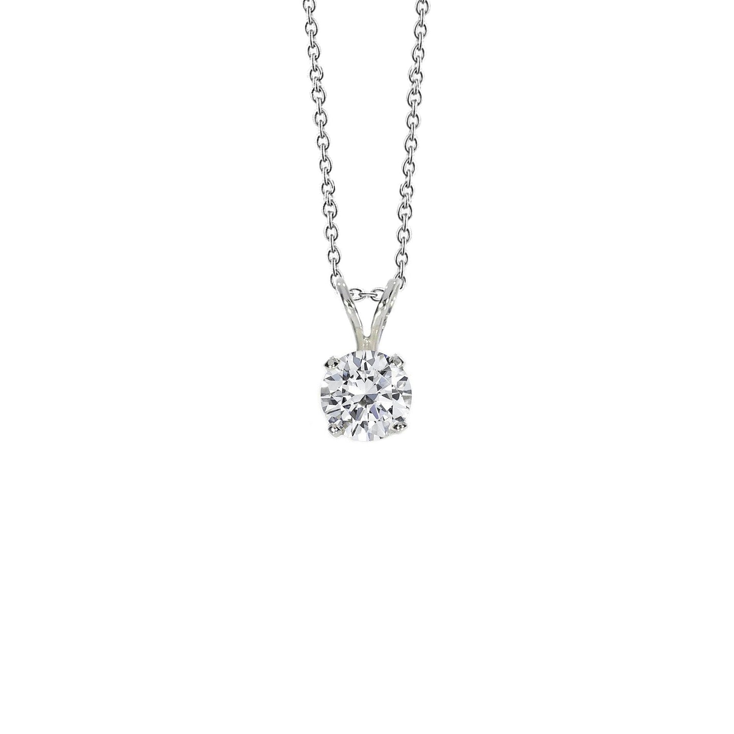 0.75 Carats Solitaire Round Genuine Diamond Necklace Pendant Jewelry