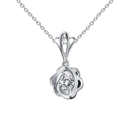 0.75 Carats Solitaire Sparkling Real Diamond Pendant White Gold 14K