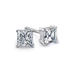 0.80 Carats Princess Cut Real Diamond Stud Earrings