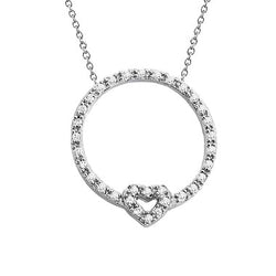 0.83 Ct Brilliant Cut Real Diamonds Circle Pendant Necklace White Gold 14K