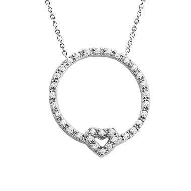 0.83 Ct Brilliant Cut Real Diamonds Circle Pendant Necklace White Gold 14K - Pendant-harrychadent.ca