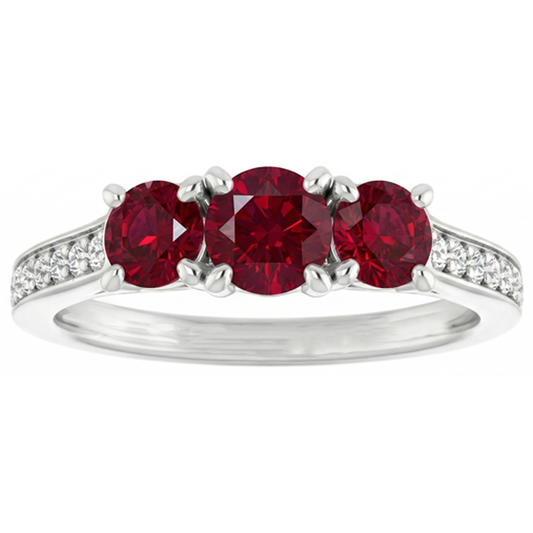1.10 Carats Burma Ruby Natural Earth Mined Diamond ( Not Lab Grown ) Accented Ring 14K White Gold New