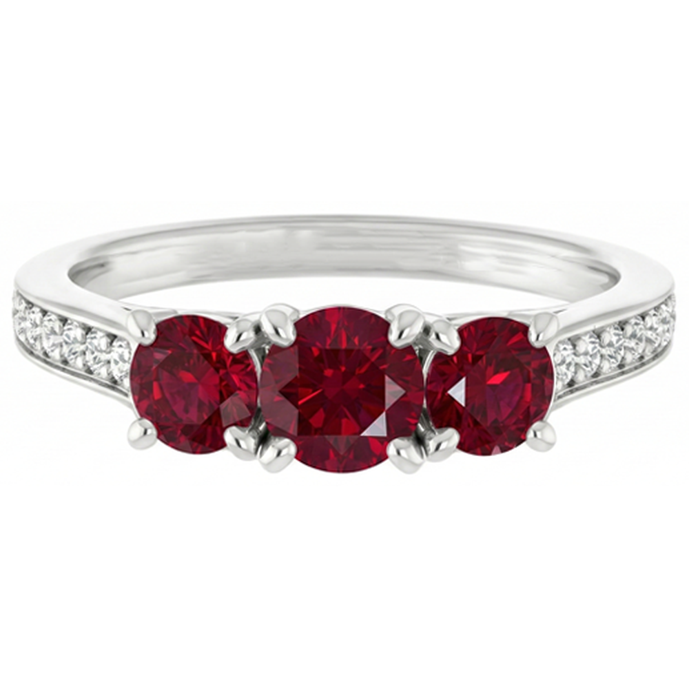 1.10 Carats Burma Ruby Natural Earth Mined Diamond ( Not Lab Grown ) Accented Ring 14K White Gold New