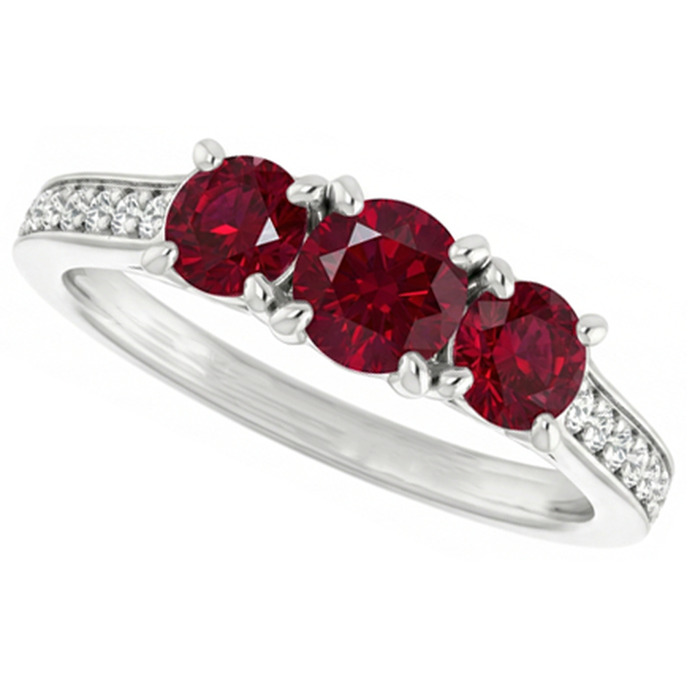 1.10 Carats Burma Ruby Natural Earth Mined Diamond ( Not Lab Grown ) Accented Ring 14K White Gold New